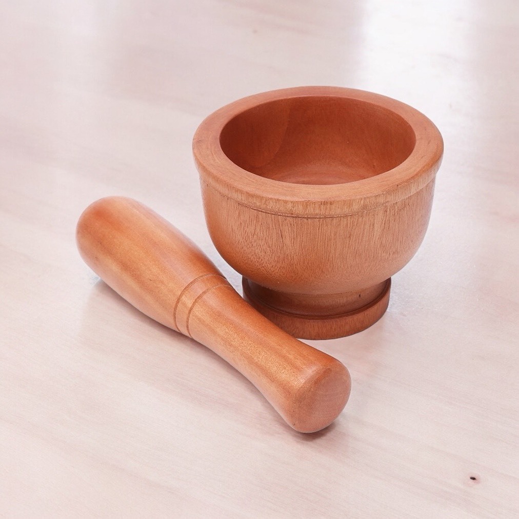 Bộ cối chày gỗ tự nhiên tiện lợi