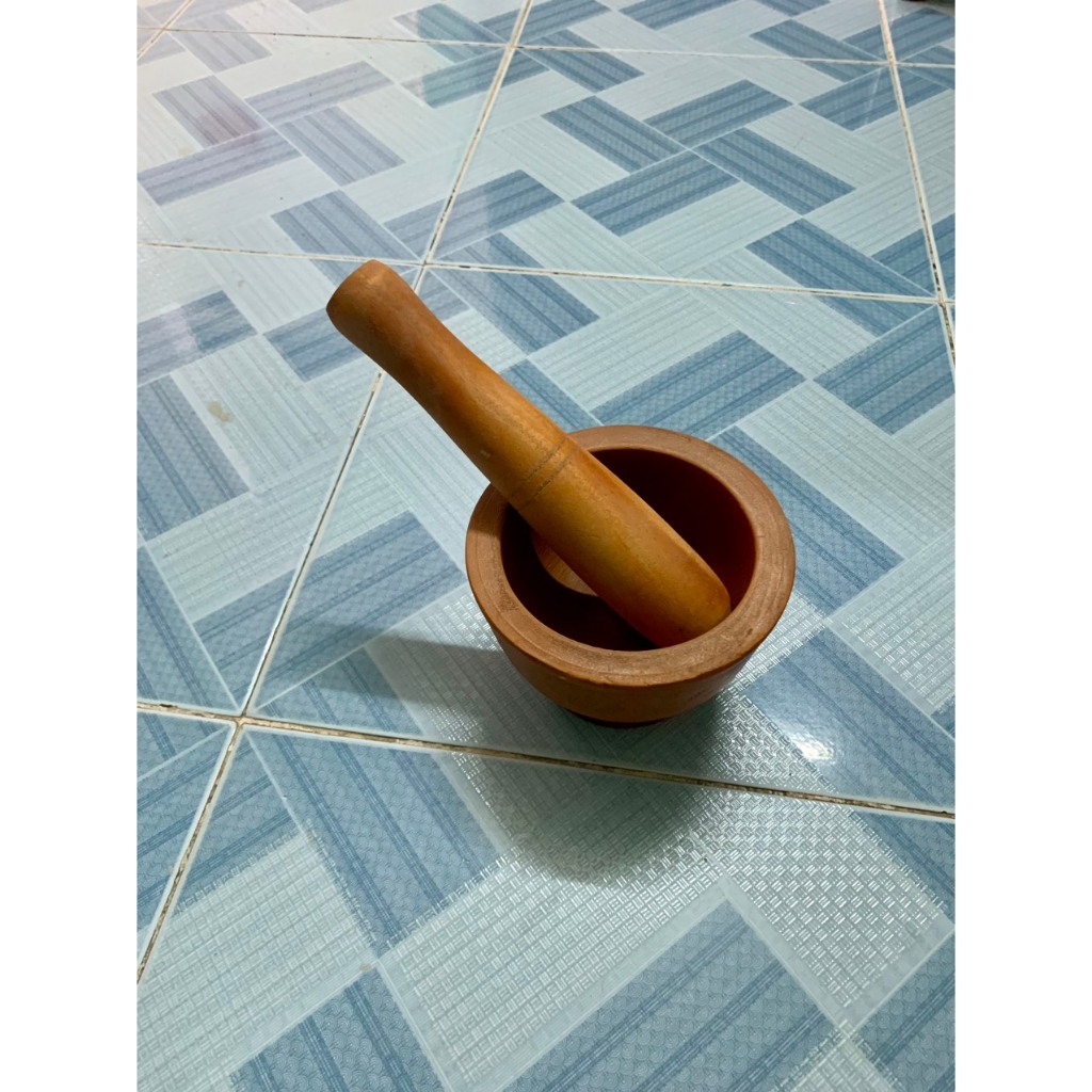 Bộ cối chày gỗ tự nhiên tiện lợi