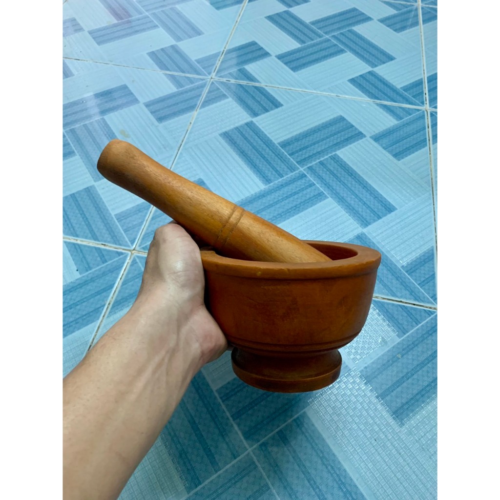 Bộ cối chày gỗ tự nhiên tiện lợi