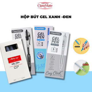 Hộp 10 Chiếc Bút Gel, Bút Bi Bấm Hai Màu Xanh Đen Nét Bút Đậm, Mực Không Thấm Nước Phù Hợp Với Học Sinh