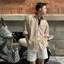 Áo Sơ Mi Kẻ Sọc Vải Linen Cao Cấp Form Rộng Có Túi Ngục , Áo Sơ Mi Oversize ZUTEE
