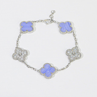 Vòng tay nam nữ LAMY Flower Clover Stone Bracelet Silver 2267