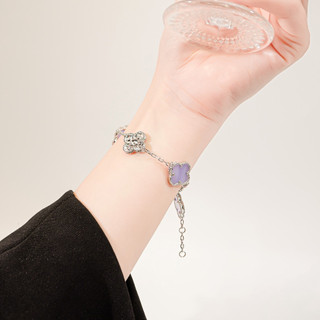 Vòng tay nam nữ LAMY Flower Clover Stone Bracelet Silver 2267