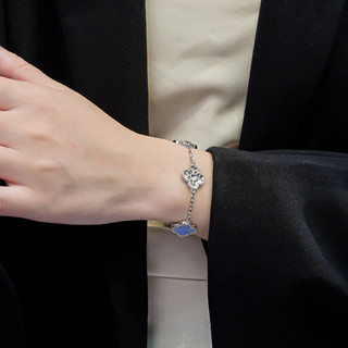 Vòng tay nam nữ LAMY Flower Clover Stone Bracelet Silver 2267