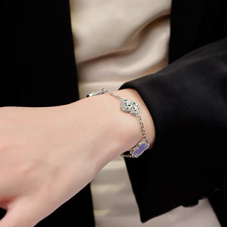 Vòng tay nam nữ LAMY Flower Clover Stone Bracelet Silver 2267