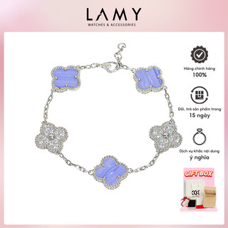 Vòng tay nam nữ LAMY Flower Clover Stone Bracelet Silver 2267