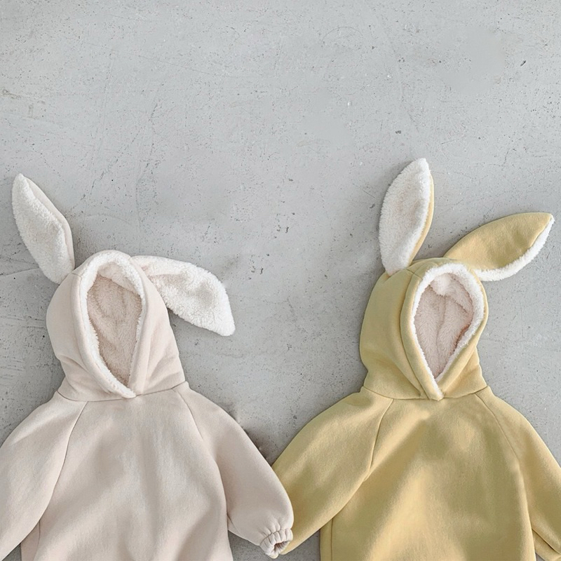 (Sẵn 80) Body suit chip lót lông tai thỏ hàng quảng châu cho bé trai - bé gái phong cách Hàn Quốc đáng yêu cho bé 5-13kg