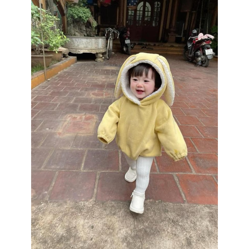 (Sẵn 80) Body suit chip lót lông tai thỏ hàng quảng châu cho bé trai - bé gái phong cách Hàn Quốc đáng yêu cho bé 5-13kg