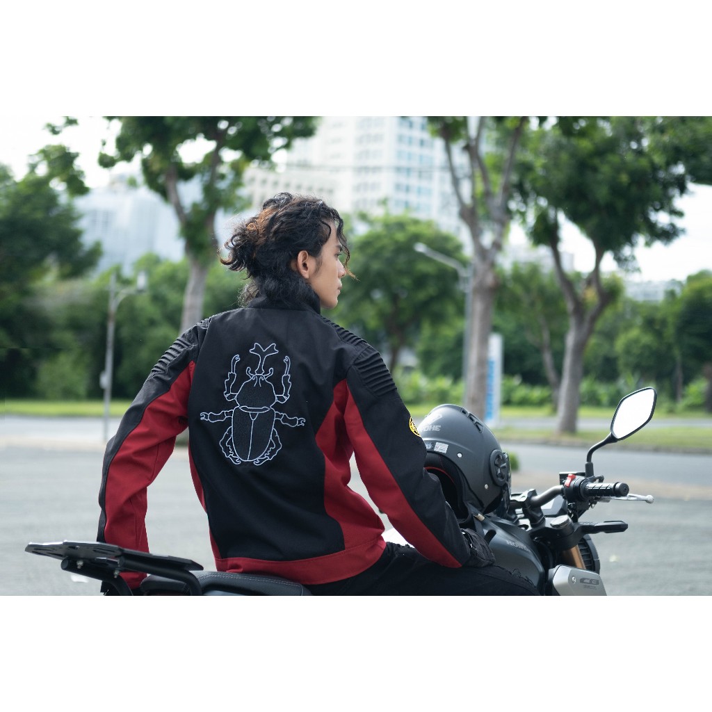Áo Khoác Nam Nữ Unisex Kaki Lót Dù Hình Thêu Kabuto Bọ Hung Đỏ