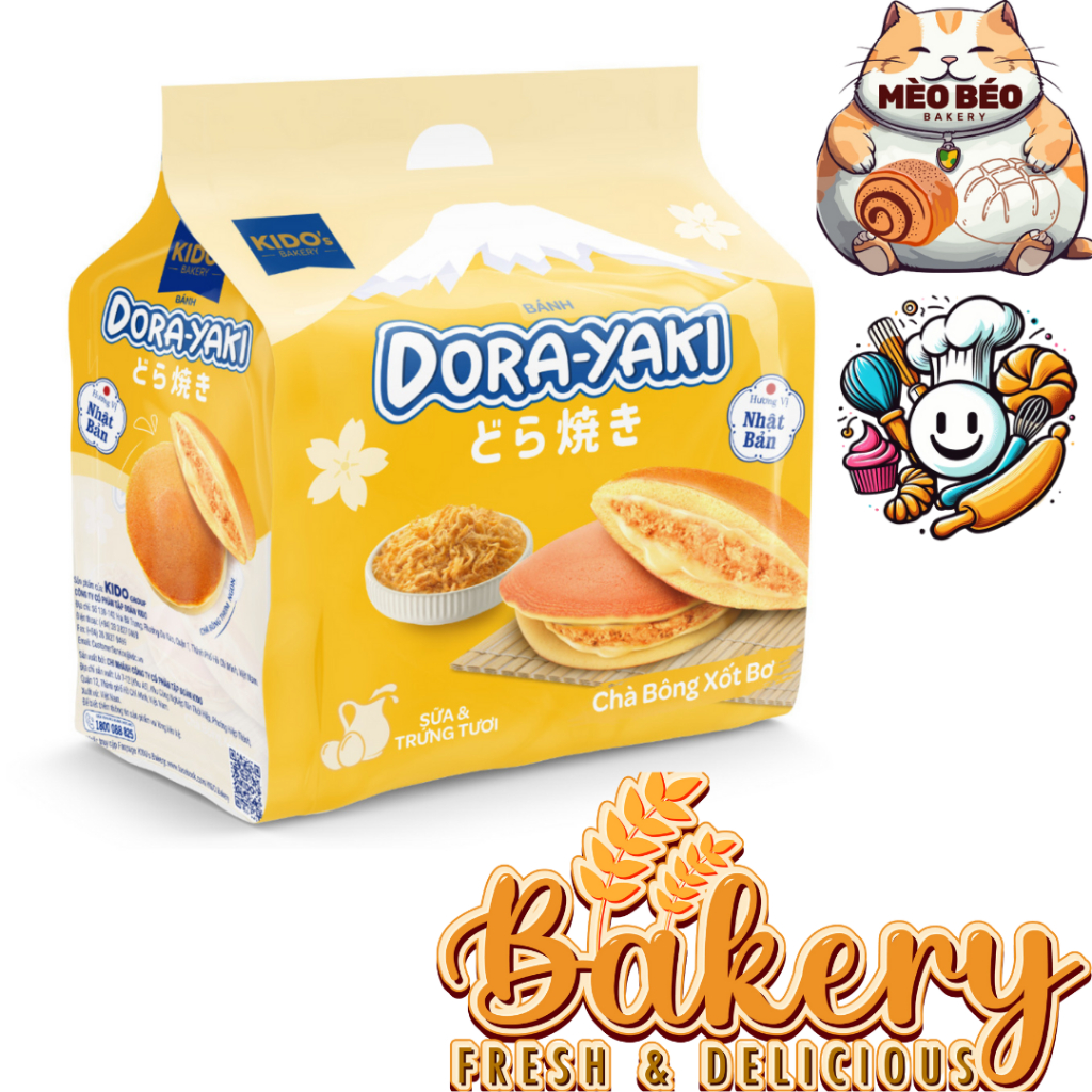 [Giá Sỉ] 4 Túi Bánh Dora - Yaki Vị Chà Bông Xốt Bơ - Dorayaki - Bánh ...