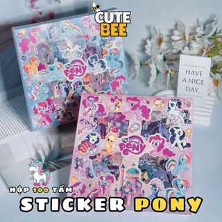 Hộp 100 tấm sticker MY LITTLE PONY cắt sẵn, dán chặt trên mọi bề mặt - Hình dán ngựa Pony nhiều chủ đề CUTE BEE