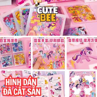 Hộp 100 tấm sticker MY LITTLE PONY cắt sẵn, dán chặt trên mọi bề mặt - Hình dán ngựa Pony nhiều chủ đề CUTE BEE