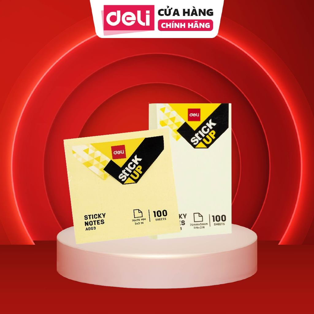 Set 100 Giấy Note Deli - Giấy Ghi Chú, Giấy Nhớ Dán Loại Chất Lượng Cao Dành Cho Học Sinh Văn Phòng.