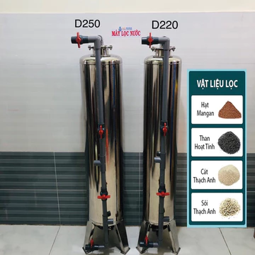 Bộ 1 Cột Lọc Nước Đầu Nguồn inox Van Cầu Xử Lý Nước Máy Nước Giếng Khoan Nhiễm Phèn
