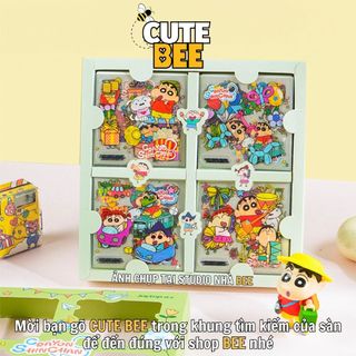 Hộp 100 tấm sticker Shin Cậu Bé Bút Chì cắt sẵn, dán chặt trên mọi bề mặt - Hình dán hoạt hình ShinChan nhiều chủ đề