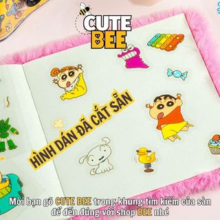 Hộp 100 tấm sticker Shin Cậu Bé Bút Chì cắt sẵn, dán chặt trên mọi bề mặt - Hình dán hoạt hình ShinChan nhiều chủ đề