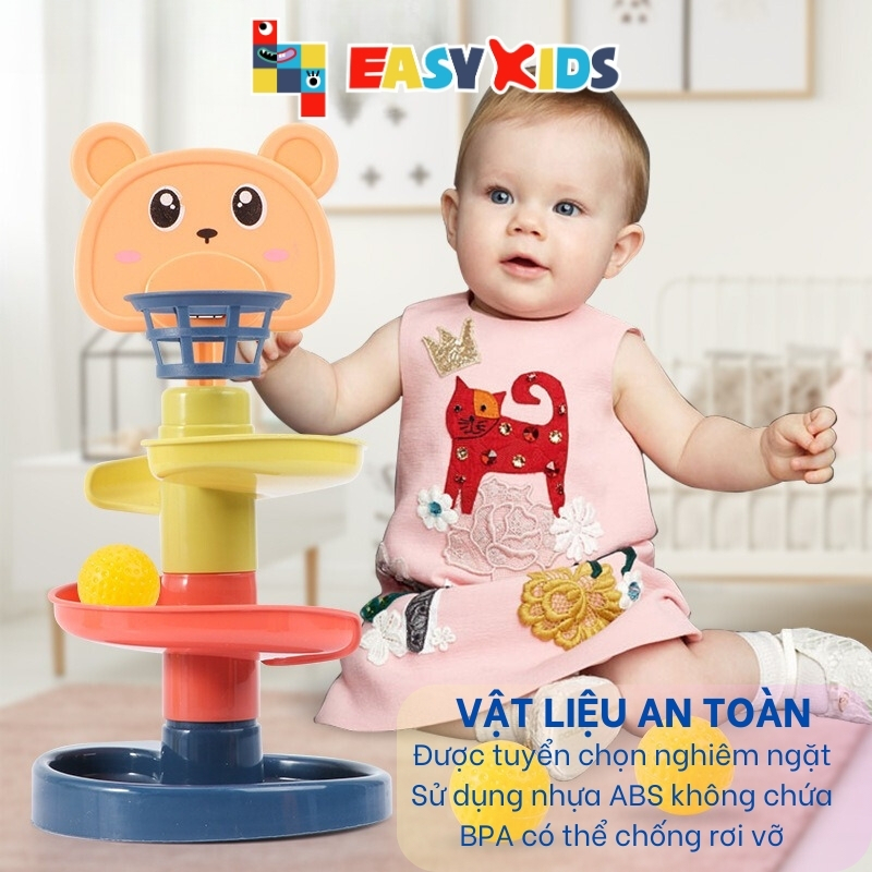 Đồ chơi trẻ em Tháp bóng lăn, cầu trượt thả bóng xoay vòng nhiều tầng