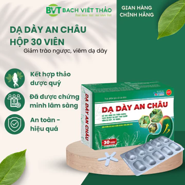 Dạ Dày An Châu Hộp 30 viên - Hỗ trợ giảm các triệu chứng trào ngược dạ dày, thực quản, viêm dạ dày - Bách Việt Thảo