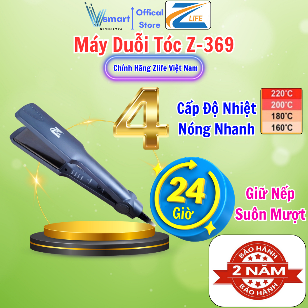 Máy Làm Tóc Duỗi Thẳng Zlife369, Máy Uốn Cụp Tóc Tạo Kiểu Đa Năng Giữ Nếp Cả Ngày