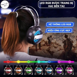 Tai nghe chụp tai máy tính GAMING CoreX G75 có đèn LED đổi màu, có mic đàm thoại, headphone chơi game trên laptop, PC..