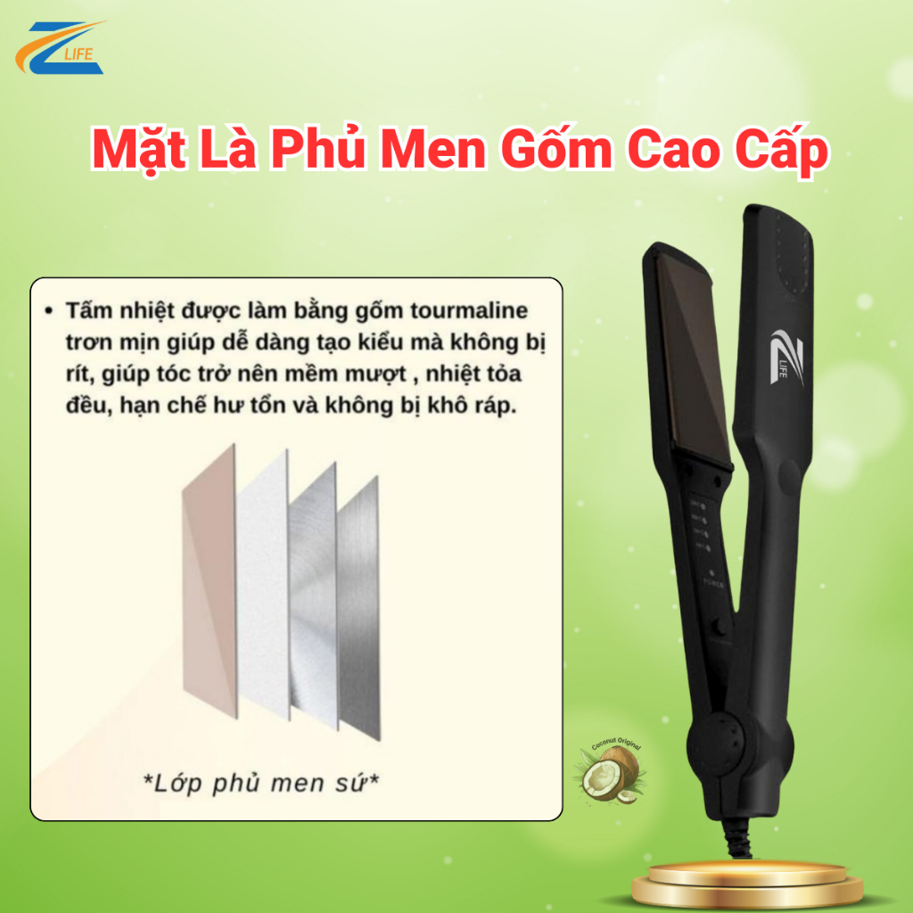 Máy Làm Tóc Duỗi Thẳng Zlife369, Máy Uốn Cụp Tóc Tạo Kiểu Đa Năng Giữ Nếp Cả Ngày