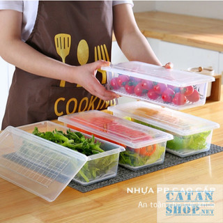 Hộp Đựng Thực Phẩm Chữ Nhật, Hộp Bảo Quản Rau Củ, Hoa Quả Có Nắp Đậy Để Tủ Lạnh Bằng Nhựa PP An Toàn Sức Khoẻ