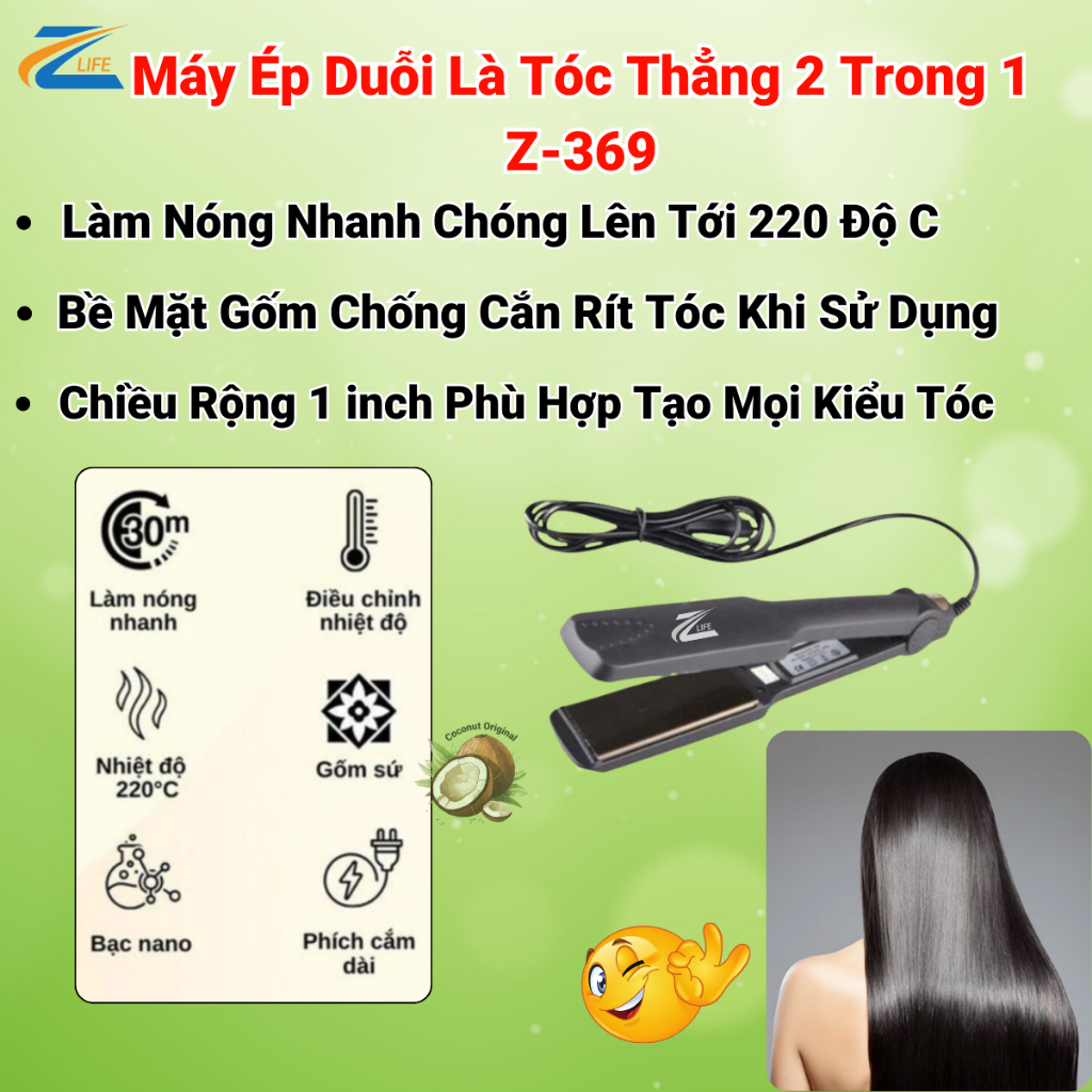 Máy Uốn Ép Duỗi Tóc Mini, Máy Ép Tóc Thẳng Suôn Mượt Chuẩn Hair Salon Giữ Nếp 24h