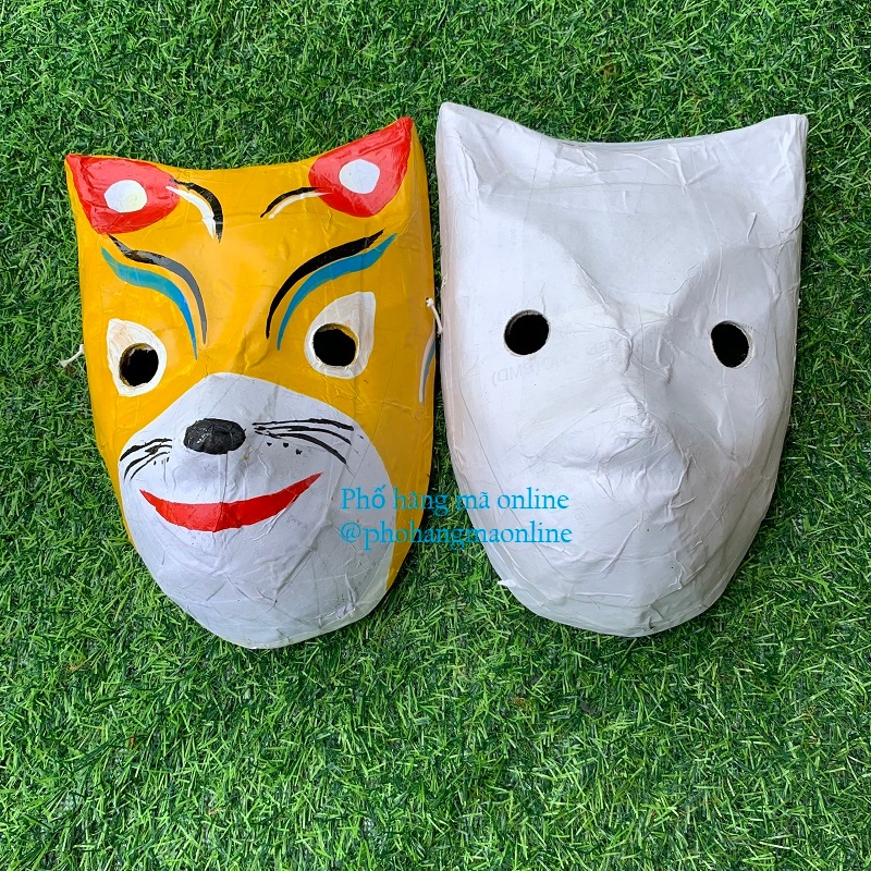 Mặt nạ giấy bồi trắng cho bé tự tô / mặt nạ sơn màu truyền thống hình con vật dân gian dịp Trung Thu