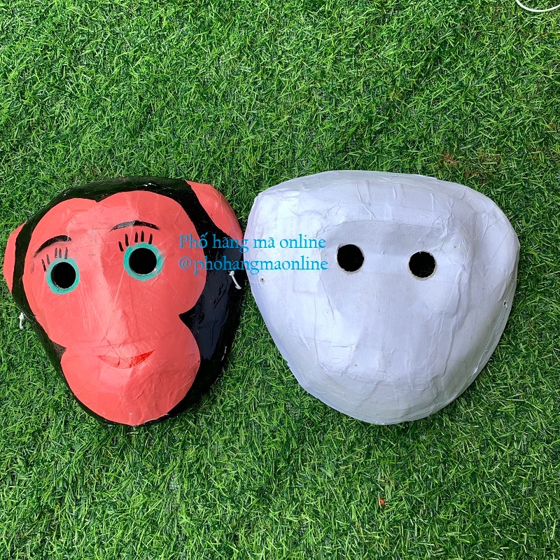 Mặt nạ giấy bồi trắng cho bé tự tô / mặt nạ sơn màu truyền thống hình con vật dân gian dịp Trung Thu