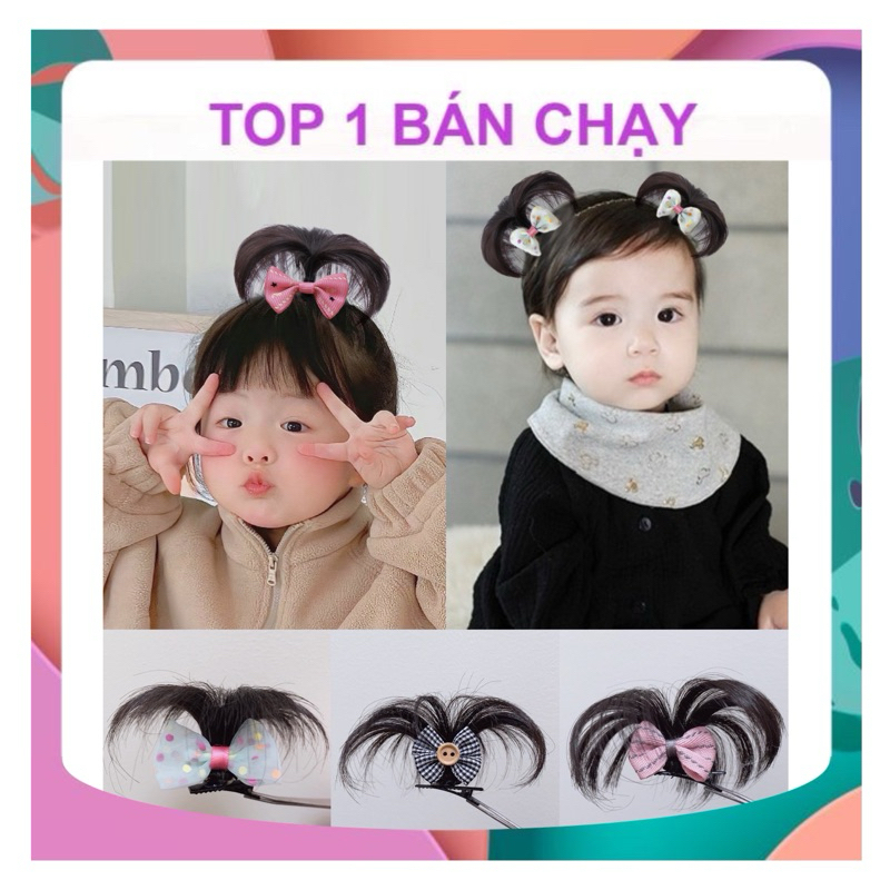 [TOP BÁN CHẠY] CẶP NƠ KÈM TÓC GIẢ/ CHỎM TÓC KẸP CÂY DỪA SIÊU XINH CHO BÉ/ KẸP NƠ ĐÁNG YÊU ĐIỆU ĐÀ