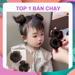 Set 2 Búi Tóc Giả Mini Cho Bé – Búi Tóc Kẹp Dễ Thương, Tóc Giả Trẻ Em Siêu Xinh, Phụ Kiện Tóc Bé Gái
