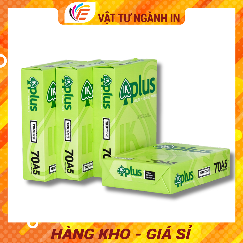Giấy A4 A5 IK PLus A4 Dùng Trong Photo In Ấn Định lượng 70gsm - 80gs Ram 500 Tờ Mịn Trắng Không Kẹt Giấy
