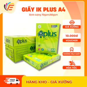 Giấy A4 A5 IK PLus A4 Dùng Trong Photo In Ấn Định lượng 70gsm - 80gs Ram 500 Tờ Mịn Trắng Không Kẹt Giấy