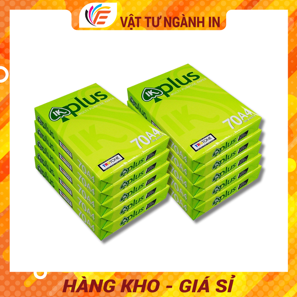 Giấy A4 A5 IK PLus A4 Dùng Trong Photo In Ấn Định lượng 70gsm - 80gs Ram 500 Tờ Mịn Trắng Không Kẹt Giấy