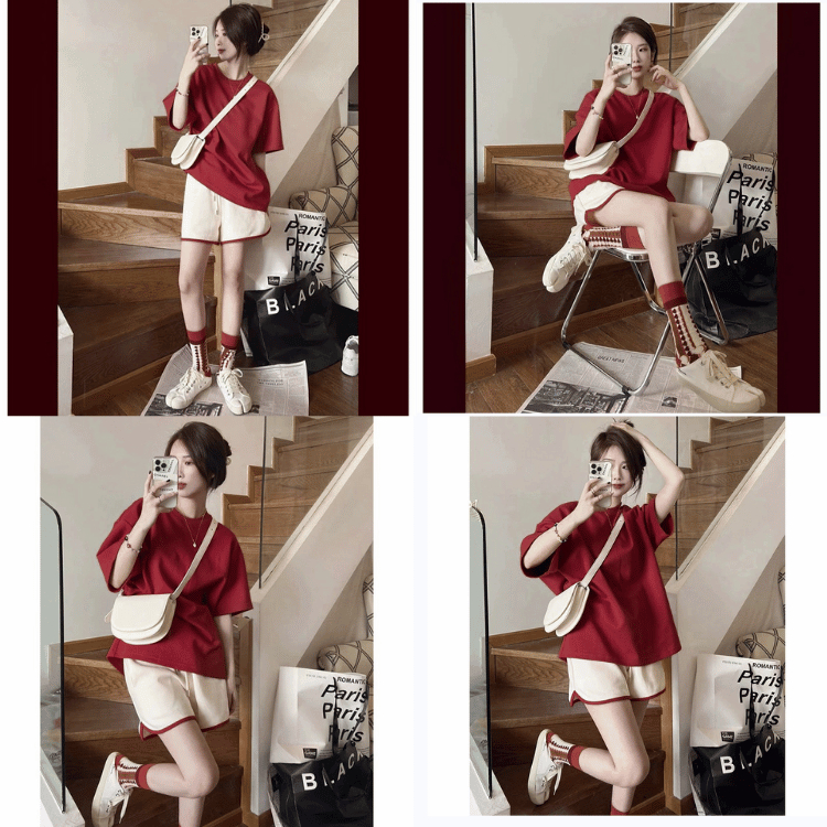 40-120KG Áo Thun Nam Nữ Đỏ Trầm BIGSIZE Áo Phông Cotton - MÃ 12