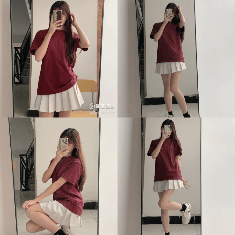 40-120KG Áo Thun Nam Nữ Đỏ Trầm BIGSIZE Áo Phông Cotton - MÃ 12