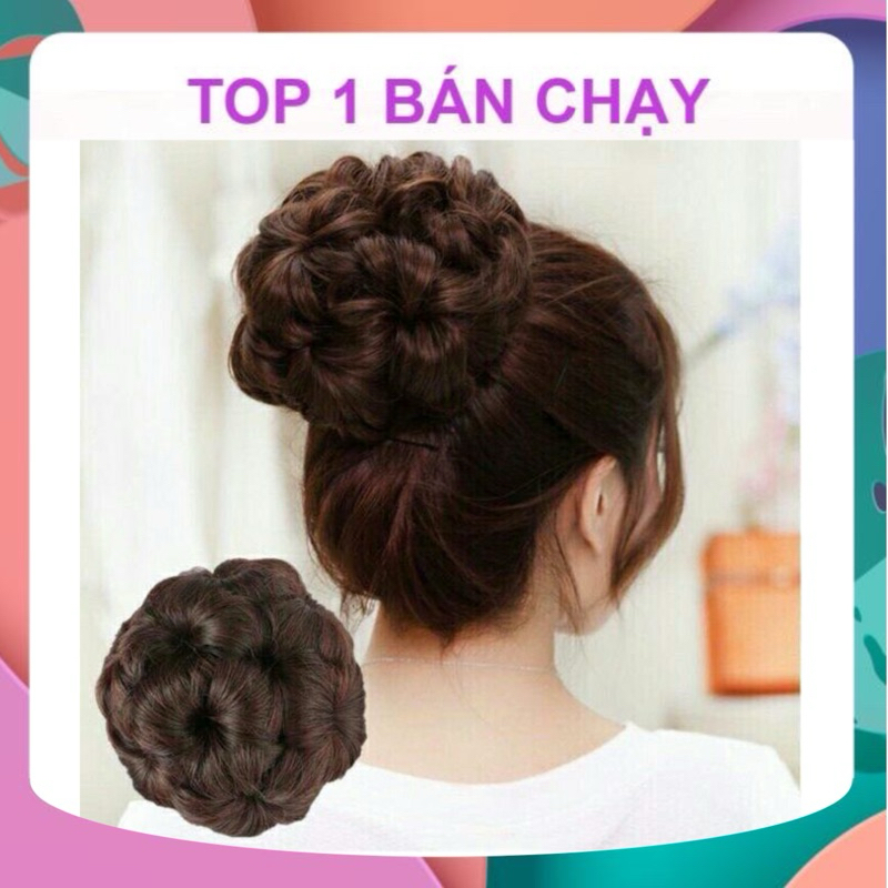 [HÌNH THẬT] TÓC GIẢ BÚI HOA LOẠI CÓ HẠT VÀ KHÔNG CÓ HẠT ĐÍNH