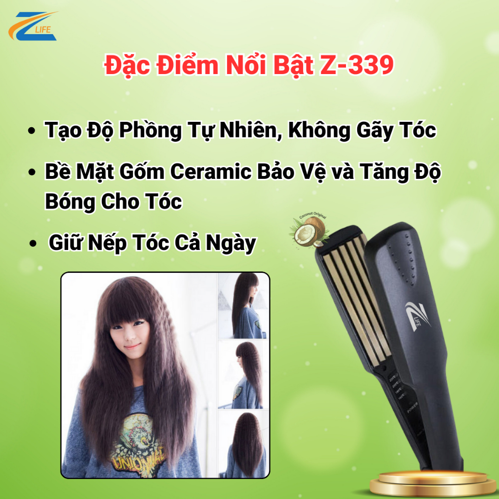 Máy Dập Phồng Chân Tóc Z339, Máy Dập Xù Bấm Tóc Chuẩn Hair Salon Giữ Nếp Cả Ngày