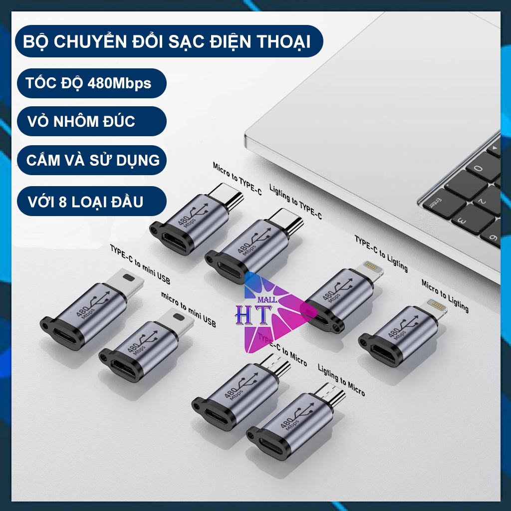 [KO HỖ TRỢ MIC] Bộ đầu chuyển đổi bộ sạc điện thoại micro USB IOS type ...