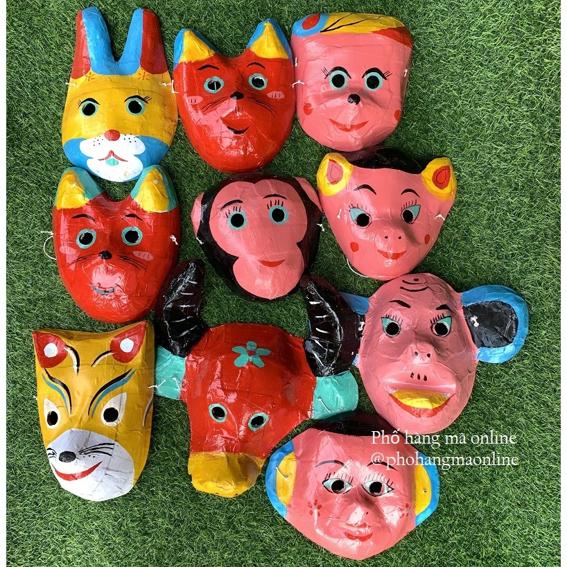 Mặt nạ giấy bồi các con vật truyền thống cho bé trong dịp Trung Thu (đã sơn màu)
