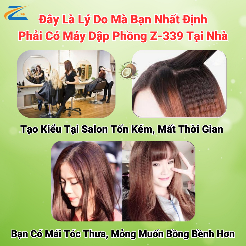 Máy Làm Phồng Chân Tóc Zlife Chính Hãng, Máy Dập Tóc Kẹp Xù Z-339 Tạo Kiểu Dễ Dàng Tại Nhà