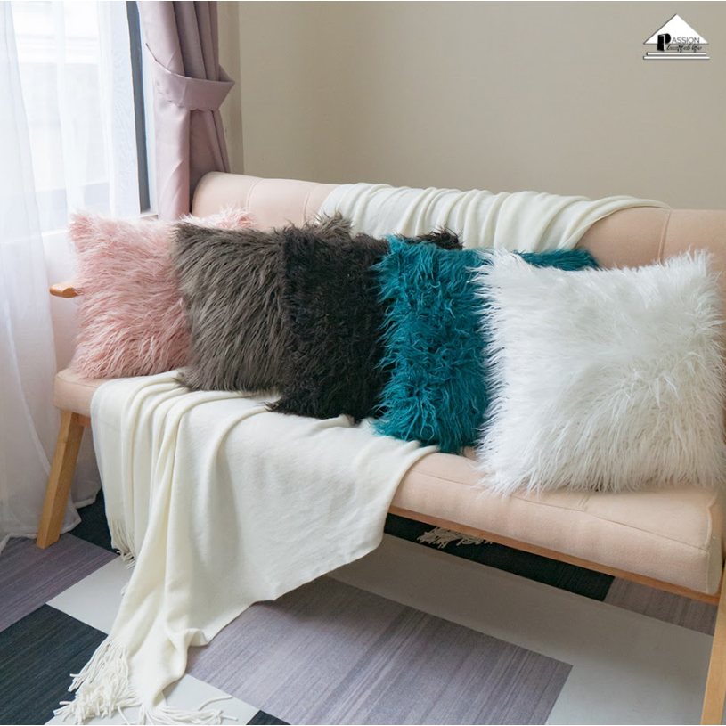 Vỏ Gối Tựa Lưng Trang Trí Sofa Lông Cừu Dệt Sợi Rối Sang Trọng Size 50cm, 45cm