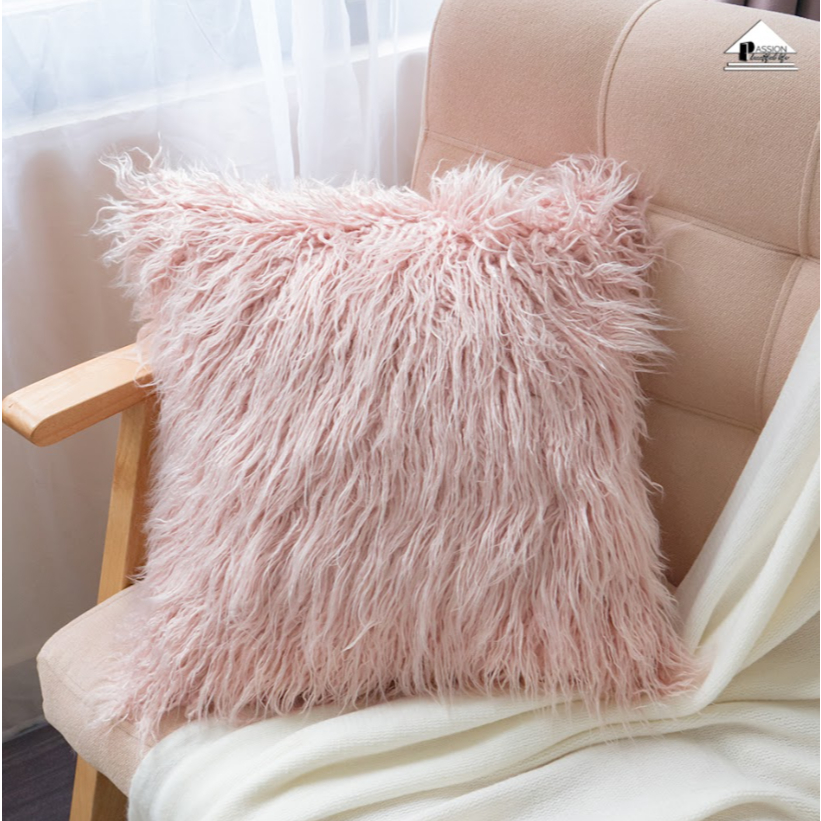 Vỏ Gối Tựa Lưng Trang Trí Sofa Lông Cừu Dệt Sợi Rối Sang Trọng Size 50cm, 45cm