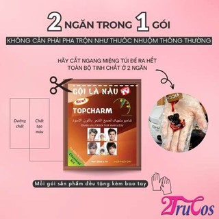 Dầu gội nhuộm tóc thảo dược TopCharm Herbal Colour Hair Shampoo 25mlx10gói (phủ bạc nâu đen) 2Trucos