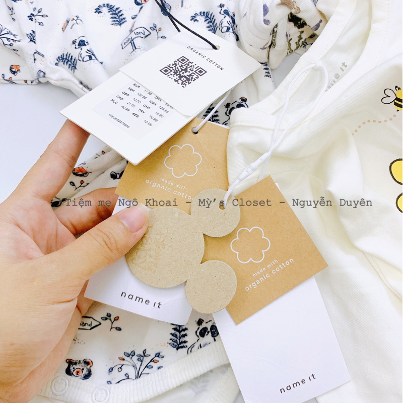 [MD132] NAME IT 2/4M- 4/6M(4-7,5kg) Body suit dài tay chất liệu cotton organic mềm mát cho bé