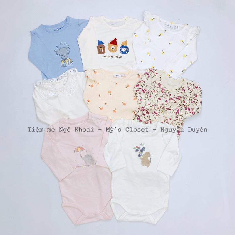 [MD132] NAME IT 2/4M- 4/6M(4-7,5kg) Body suit dài tay chất liệu cotton organic mềm mát cho bé