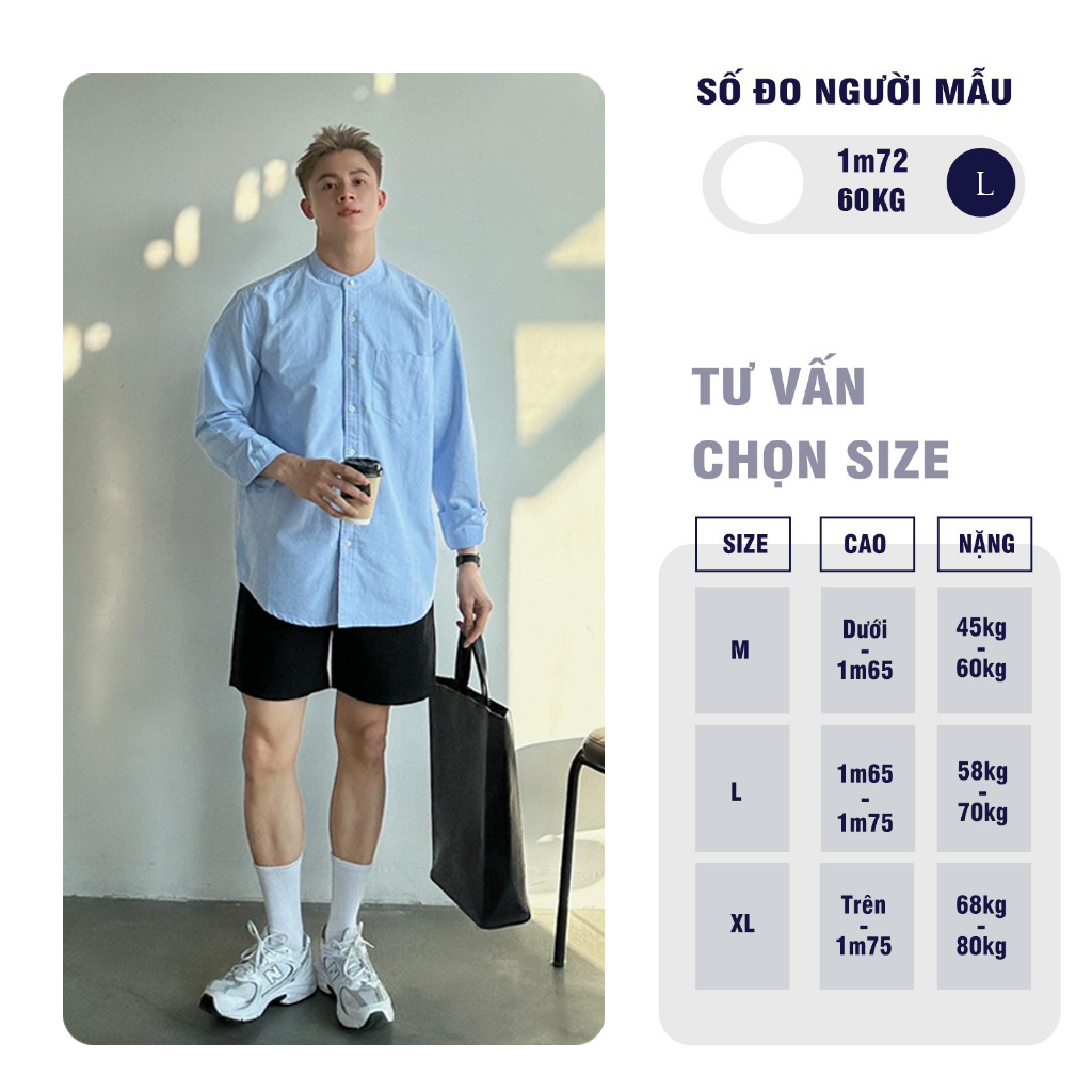 Áo Sơ Mi Trắng Trơn Tay Dài Nam Nữ Hàn Quốc Cổ Tàu Local Brand Chất Liệu Oxford Form Rộng 3 Màu Halley A12