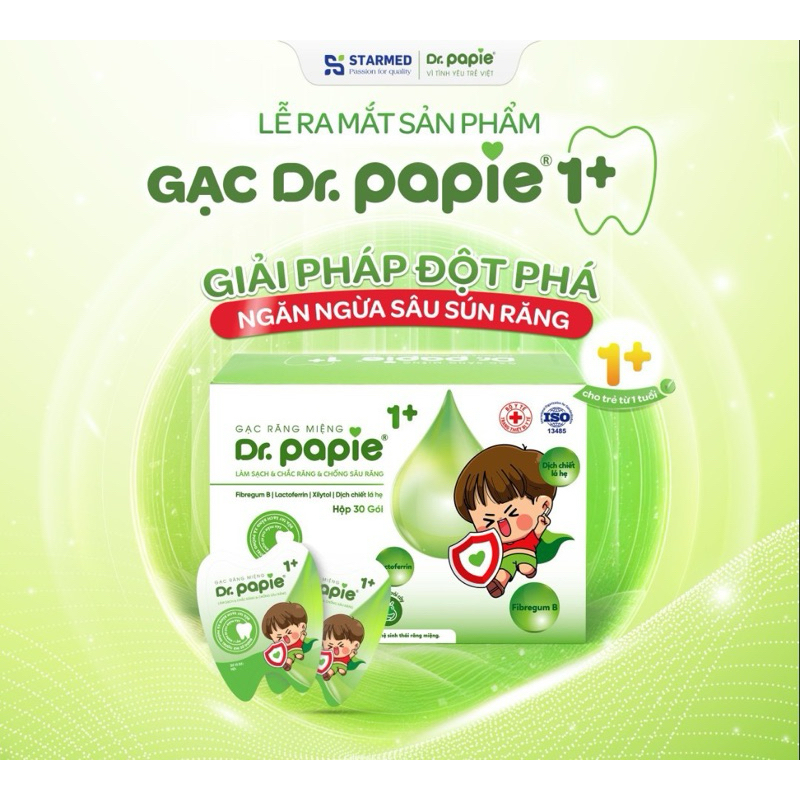 Gạc răng miệng chống sâu răng DR.PAPIE /Hộp 30 gói - Chắc răng , làm ...