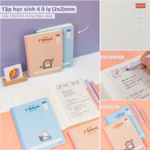 KLONG - Tập / Vở 4 ô ly (2x2)mm khổ (156x205) mm 96 trang 100/76; MS: 081 ♥ Tập học sinh, Vở phổ thông pastel size A5