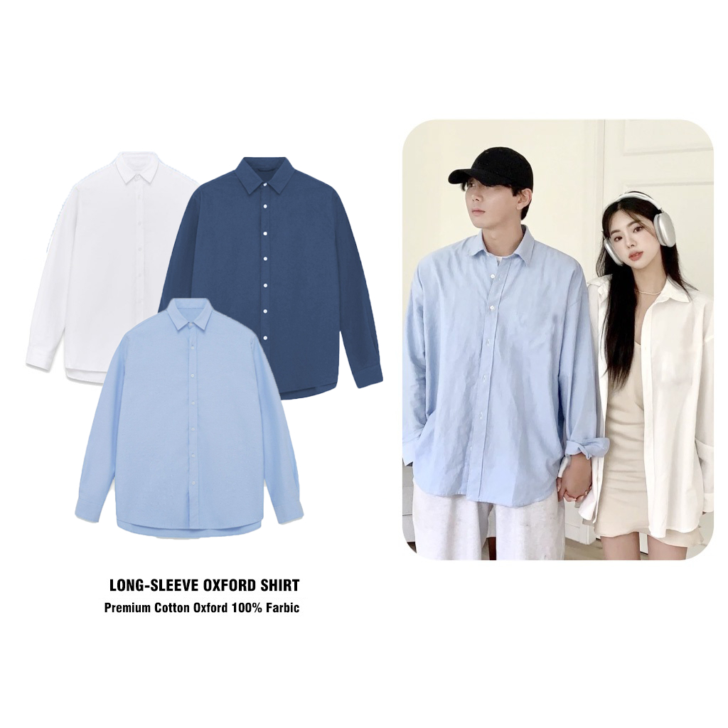 Áo Sơ Mi Dài Tay Nam Trơn Vải Oxford Dày Dặn Thấm Hút Tốt Form Oversize Halley A13